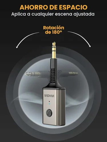 Vista 5 de MaedHawk Receptor de audio auxiliar inalámbrico giratorio Bluetooth 5.3