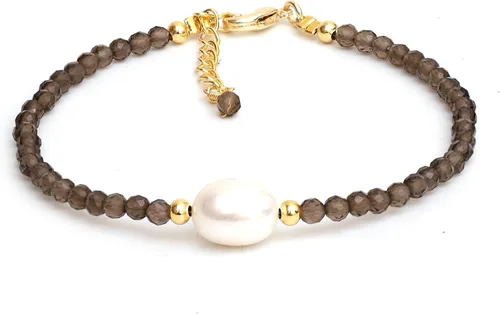 Vista 23 de Gempires - Pulseras de cuentas de cristal hechas a mano con joyería de perlas de agua dulce hipoalergénicas, chapadas en oro de 7.5 pulgadas