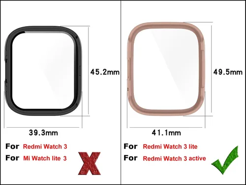 Vista 2 de Funda protectora de pantalla de reloj de cobertura completa para PC (para Xiaomi Redmi Watch 3 Active) / (Watch 3 Lite), accesorios para reloj Negro