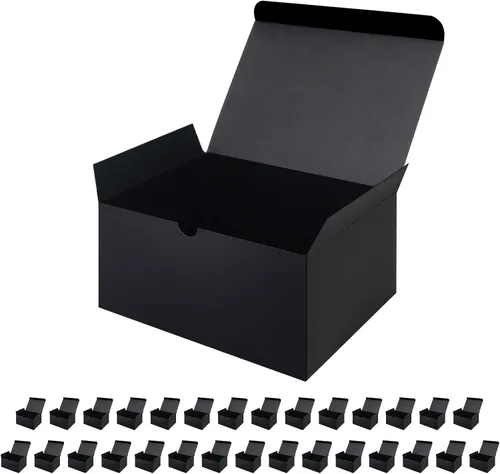 Vista 10 de JINMING 10 cajas de regalo 6x6x4 pulgadas, cajas de regalo mate negras a granel para el Día de la Madre, el Día del Padre, fiesta, cumpleaños, cajas