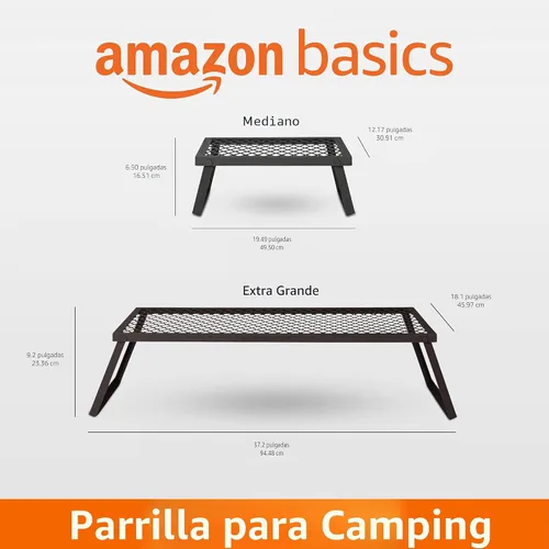Vista 4 de Amazon Basics Rejilla de Parrilla de Camping Portátil Extra Resistente para Cocinar en Fogatas, Negro