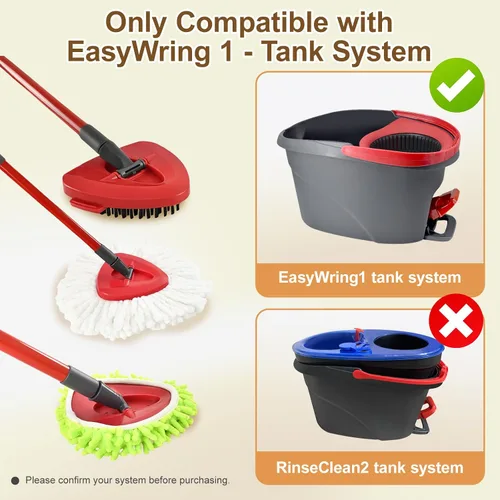 Vista 2 de 6 piezas de cabezales de repuesto para mopa para el sistema de mopa giratoria Ocedar EasyWring de 1 tanque, incluye 2 mopas giratorias de microfibra
