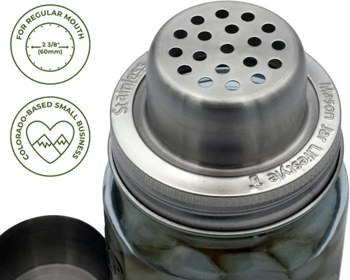 Vista 3 de W&P Mason - Tapa para coctelera con banda de acero inoxidable Mason Jar Lifestyle