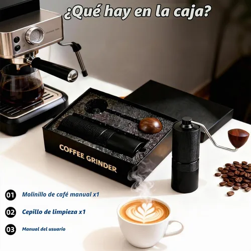 Vista 7 de Molinillo de café manual, rebaba cónica de acero inoxidable con ajuste ajustable, posicionamiento de doble rodamiento para prensa francesa, goteo
