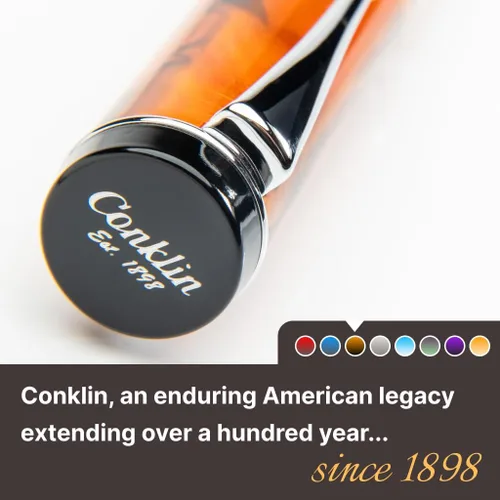 Vista 4 de Conklin Duragraph - Pluma estilográfica ámbar, punta media de oro macizo de 14 quilates, elegante herramienta de escritura con acabado ámbar cálido