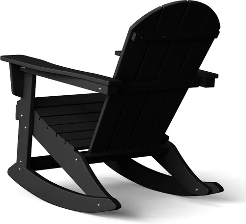 Vista 9 de WestinTrends Silla mecedora Malibu de poliéster para exterior/patio Adirondack, Negra