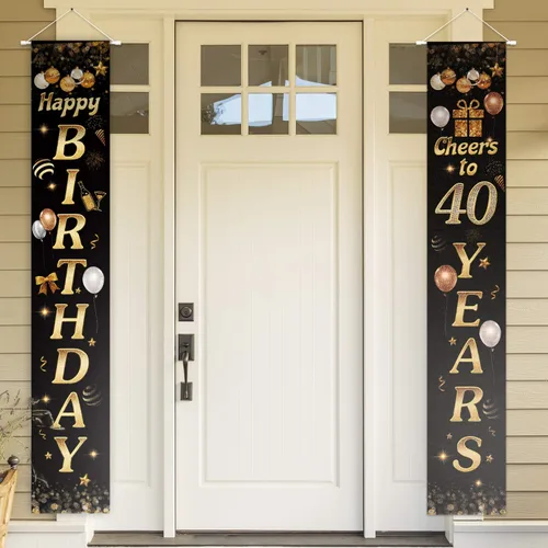Vista 81 de Cartel de Feliz cumpleaños para la puerta, color negro