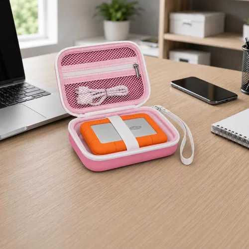 Vista 4 de Estuche para disco duro LaCie Rugged Mini USB-C 1TB-5TB, almacenamiento de Rosa