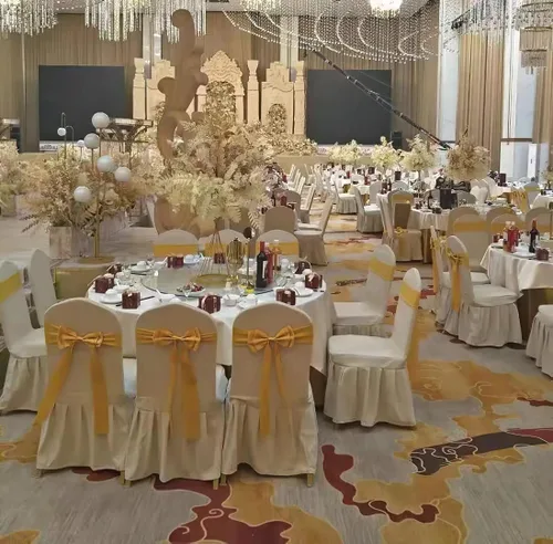 Vista 7 de 6 bandas elásticas para silla, lazos dobles, bandas de elastano para decoración de bodas, fiestas, cumpleaños, banquetes, suministros de Navidad