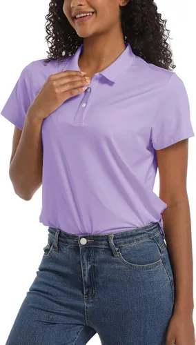 Vista 5 de TACVASEN Camisas polo para mujer, con protección solar UPF 50+, manga corta, secado rápido, cuello de 3 botones, ligeras