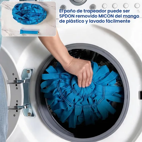 Vista 6 de EaseYourDay - Trapeador giratorio de microfibra con 2 cabezales