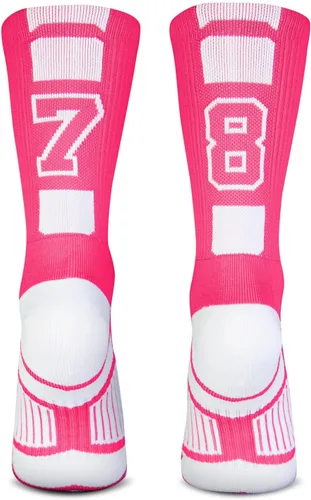 Vista 45 de ChalkTalkSPORTS Calcetines de equipo personalizados - Calcetines con números rosados Elige tu número