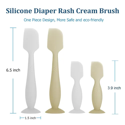 Vista 3 de Paquete de 4 espátulas de crema para pañales para bebé, aplicador de crema de pañales para pasta de glúteos, esenciales para bebés recién nacidos