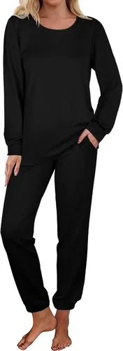 Vista 112 de Aloodor conjunto deportivo de 2 piezas para mujer, con sudadera con cuello redondo, sin botones
