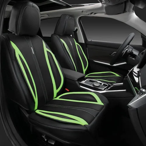 Vista 14 de CAR PASS Fundas de cuero beige para asiento de automóvil, juego completo de fundas de asiento automotriz transpirables e impermeables, cojín