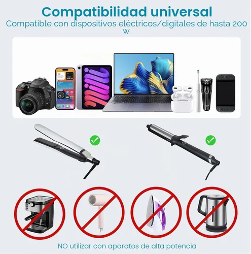 Vista 5 de BESTEK Convertidor de 220 V a 110 V con USB C de 35 W, convertidor de voltaje pico de CA de 300 W de EE. UU. a Europa, adaptador de viaje universal