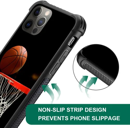 Vista 2 de Funda compatible con iPhone 12 Pro Max, patrón de aro de baloncesto para niños y hombres, funda antiarañazos a prueba de golpes para iPhone 12 Pro