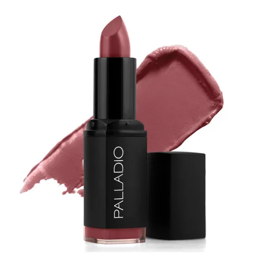 Vista 10 de Palladio Lápiz labial mate herbal, rosa bella, cremoso y cobertura completa de larga duración, 0.16 onzas bella rosado