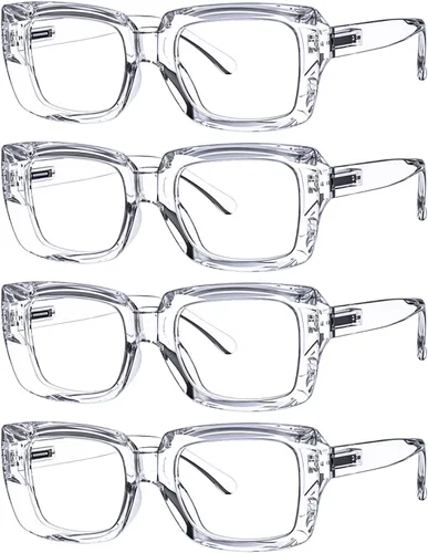 Vista 12 de Eyekepper - Juego de 4 gafas elegantes para mujer, anteojos cuadrados de gran tamaño para mujer