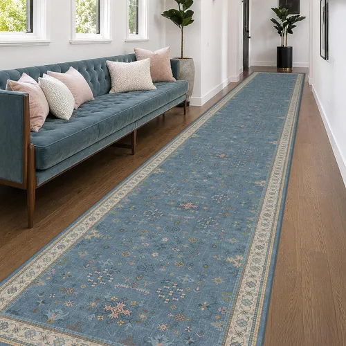 Vista 165 de Hazo Haus – Alfombra pequeña para entrada, cocina o baño, antideslizante con base de goma, resistente a las manchas y a la decoloración, diseño