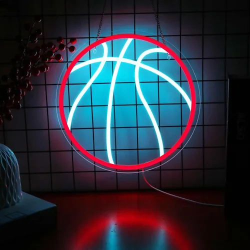 Vista 10 de Letrero de neón de baloncesto, luz LED de neón regulable de 12 pulgadas, alimentada por USB, decoración de pared de neón deportiva estética
