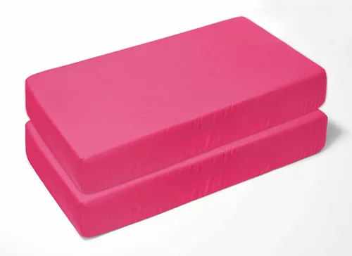 Vista 3 de Bacati - Paquete de 2 sábanas bajeras de algodón percal 100% algodón para bebé, estándar de EE. UU., para cuna o niño pequeño (fucsia)