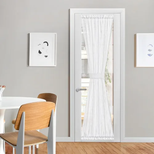 Vista 110 de NICETOWN - Cortinas de luz lateral para puerta de 72 pulgadas de largo para ventanas de lino, cortinas opacas para privacidad con protección contra