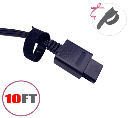 Vista 4 de RUITROLIKER 10ft3m AV Cable TV Composite Cord Retro 3 RCA Extension Cable with Velco for SNES N64 Gamecube NGC Console