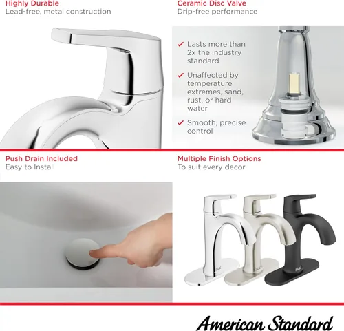 Vista 3 de American Standard 7429101.295 Becklow - Grifo de baño monomando, 1.2 GPM, níquel cepillado