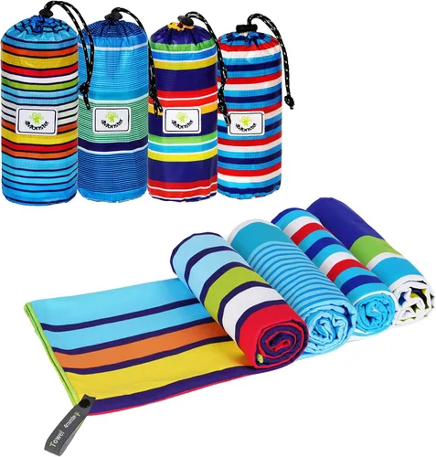 Vista 10 de 4Monster Toalla de playa de microfibra de secado rápido, toalla de viaje ligera súper absorbente para nadadores, toalla de camping sin arena 14