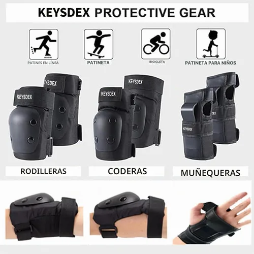 Vista 2 de Rodilleras, coderas, muñequeras 6 en 1, equipo de protección