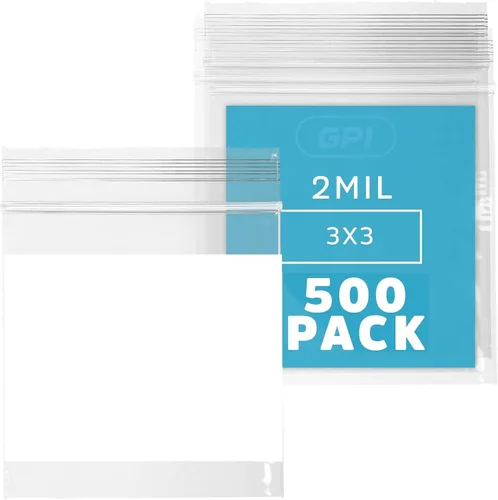 Vista 31 de GPI - Mini bolsas con cremallera de 1 x 1 pulgada, paquete de 100 bolsas de plástico transparente con cierre con cremallera con bloque blanco