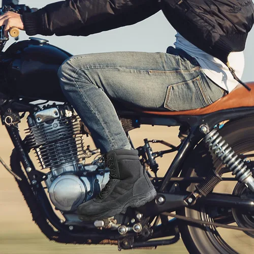 Vista 10 de NORTIV 8 - Botas de trabajotácticasmilitares para hombre ,con cremallera lateral, hechas de cuero para combatemotocicleta