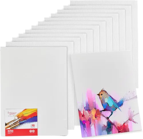 Vista 14 de Artlicious Lienzos para pintar – Paquete de 12,4 x 4 pulgadas de lienzo blanco – Paneles de arte 100% algodón para pintura al aceite, acrílico