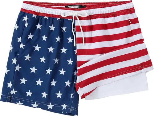 Vista 41 de Mens Swim Trunks with Compression Liner 5 Inch Inseam Swimming Trunks Shorts for Men
