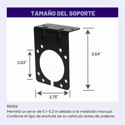 Vista 2 de Oyviny Soporte de Montaje de Enchufe de Remolque de RV de 7 Vías, Soporte de Montaje de Metal para Uso General, Incluye Tornillos y Tuercas