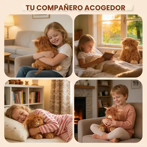 Vista 7 de SuzziPals Vaca de las Tierras Altas de Peluche Calentable y Enfriable, Almohadilla Calentable Microondable para Relajación y Alivio, Juguetes