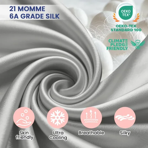 Vista 7 de Ravmix Fundas de almohada de seda con cremallera, de seda de morera de 21 momme para la salud del cabello y la piel, funda de almohada suave, lisa
