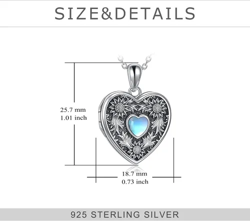 Vista 4 de YFN Collar con medallón fotográfico de plata de ley 925, collar de libro que sostiene fotos, regalos de cumpleaños para mujeres y madres