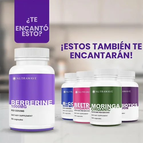 Vista 10 de Nutra Wave Suplemento Pure Berberine HCL 1000mg – Cápsulas de berberina de alta potencia – Apoya la salud digestiva e intestinal – Sin OMG, sin