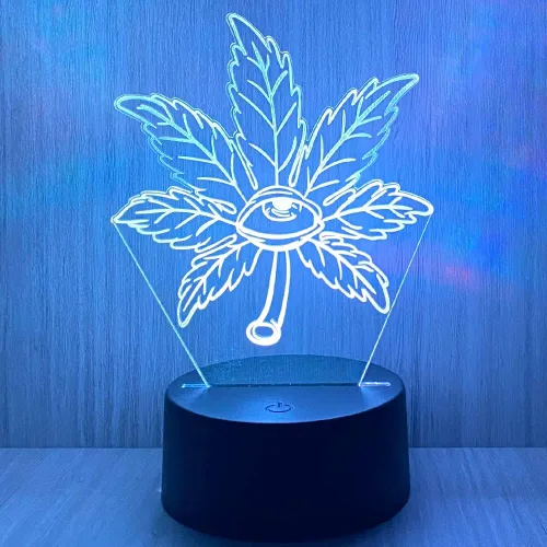 Vista 7 de 420 hojas 3D LED lámpara de mesa luz nocturna ilusión visual óptica decoración del hogar iluminación
