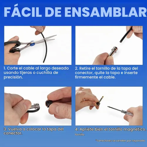 Vista 4 de Crosby Kit de cables de pedalera sin soldadura, no requiere pelado de cables, bobina de 5 pies para cables de conexión personalizados