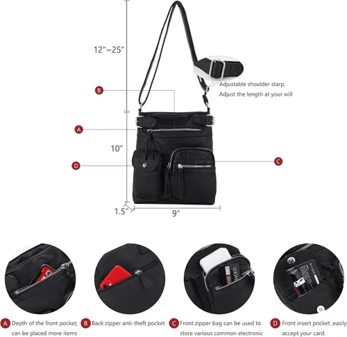 Vista 3 de Angel Kiss Bolsos cruzados para mujer, de piel lavada, con múltiples bolsillos, bolsos tipo hobo suaves y bolsos medianos