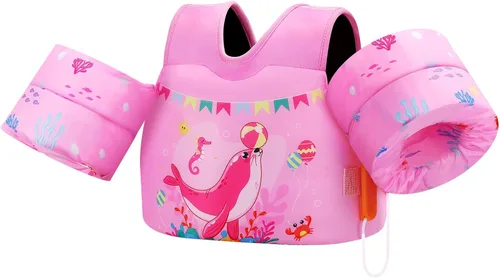 Vista 24 de MoKo Chaleco de natación para niños pequeños de 13-30/20-50/22-66 libras, flotadores de brazo de natación de dibujos animados, alas de agua
