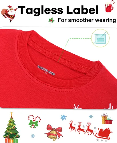 Vista 2 de DAUGHTER QUEEN Pijamas de Navidad para niños y niñas de 18 meses-12 años, ropa de dormir 100% algodón