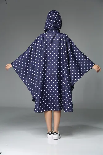 Vista 4 de Poncho impermeable de poliéster con capucha y cremallera, para mujer, poncho para lluvia para mujer.