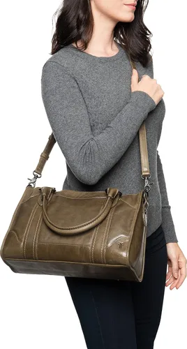 Vista 18 de Frye Melissa - Bolso de mano de piel con cremallera y correa ajustable para el hombro y asa superior