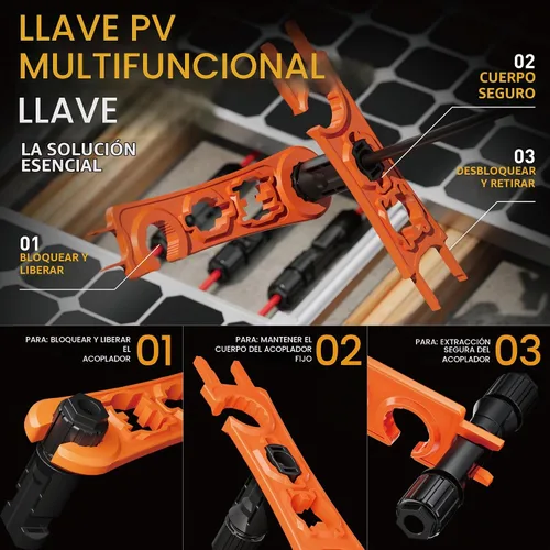 Vista 7 de Kit de herramientas de crimpado de conector solar SOMELINE, crimpador de 14-10 AWG para cables de panel solar, kit de herramientas con 12 pares