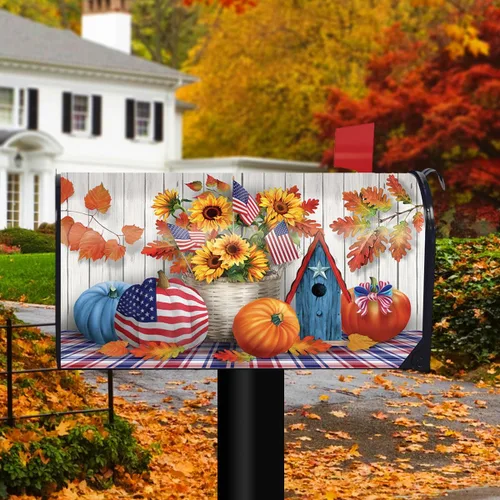 Vista 2 de Funda de buzón de gran tamaño para otoño americano de otoño - De gran tamaño Briarwood Lane