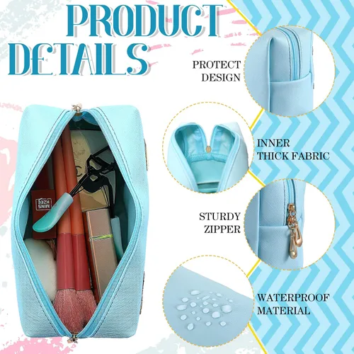 Vista 3 de Hillban 2 piezas Big Little Sorority Gifts Preppy Bolsa de cosméticos de piel sintética con parche de letras, bolsa de maquillaje portátil con bolsa